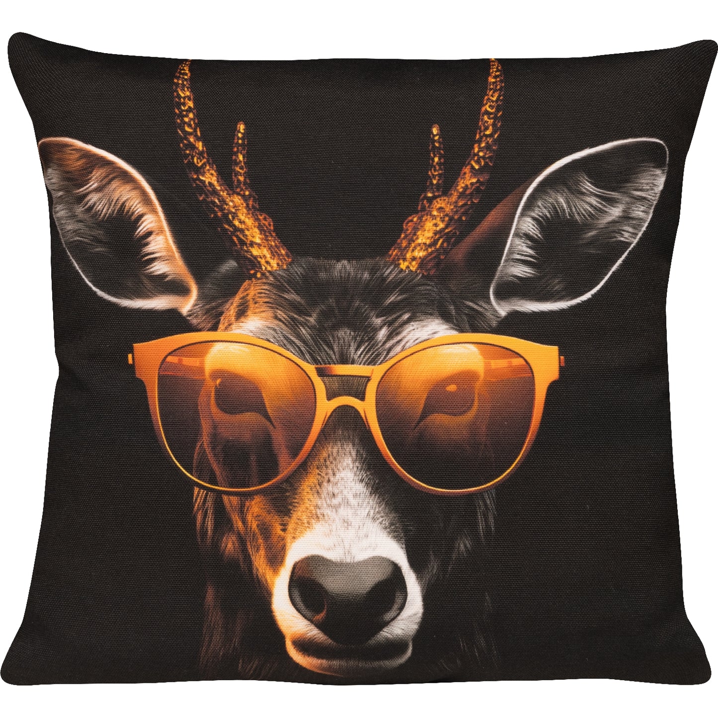 lustiges Dekokissen mit einem Hirsch und Sonnenbrille