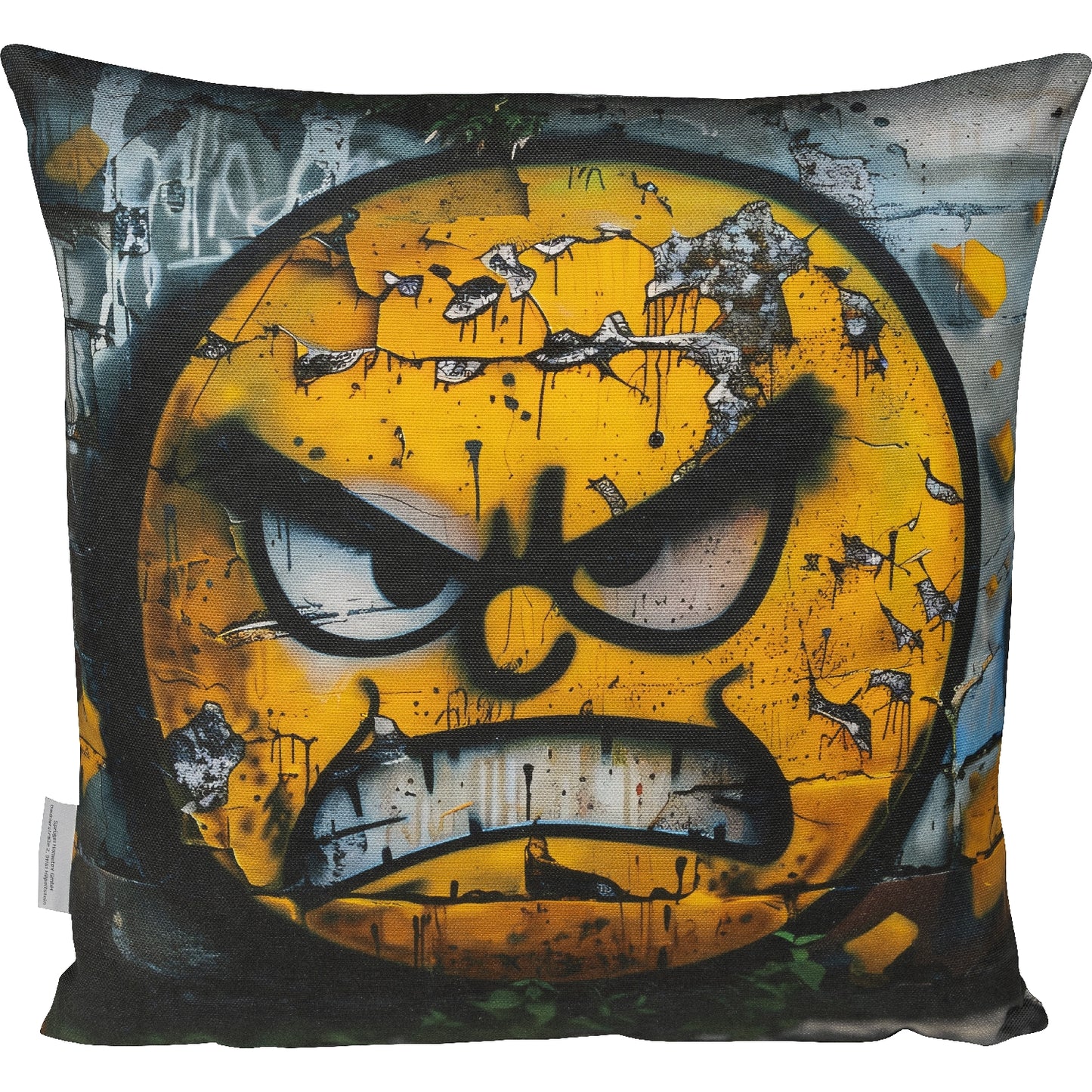 lustiges Wende-Dekokissen mit lachenden und wütenden Smiley