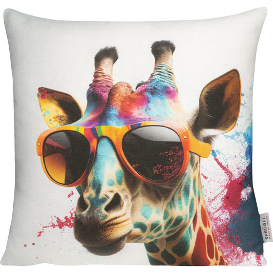 lustiges Dekokissen mit cooler Giraffe