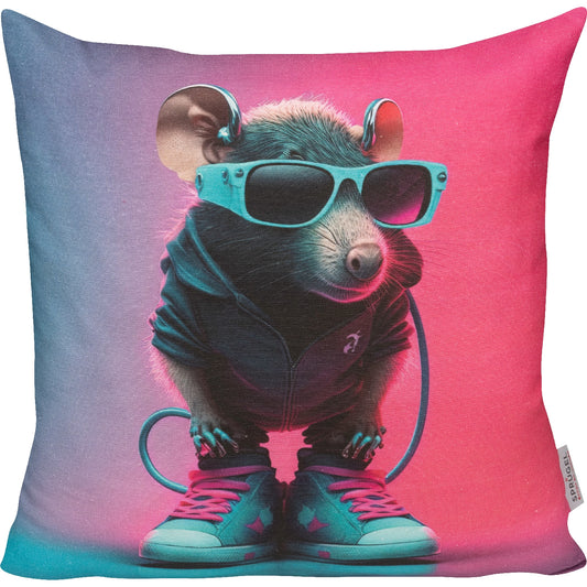 lustiges Dekokissen mit einer Ratte als Rapper