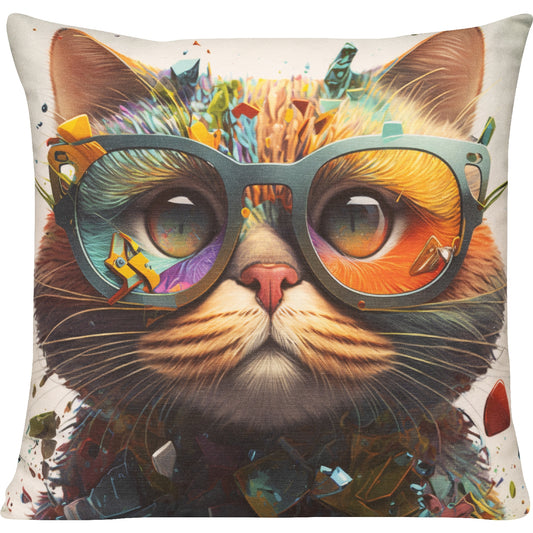 lustiges Dekokissen mit einer Hippie-Katze