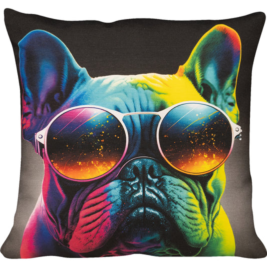 lustiges Dekokissen mit einer coolen Bulldogge in Sonnenbrille