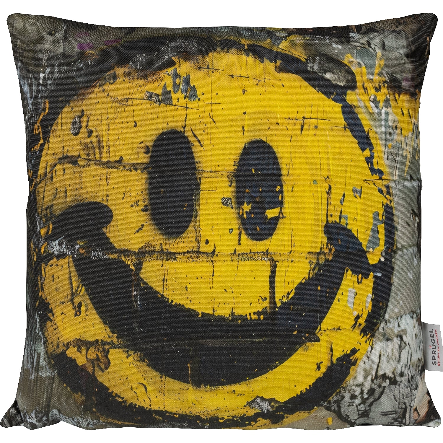 lustiges Wende-Dekokissen mit lachenden und wütenden Smiley